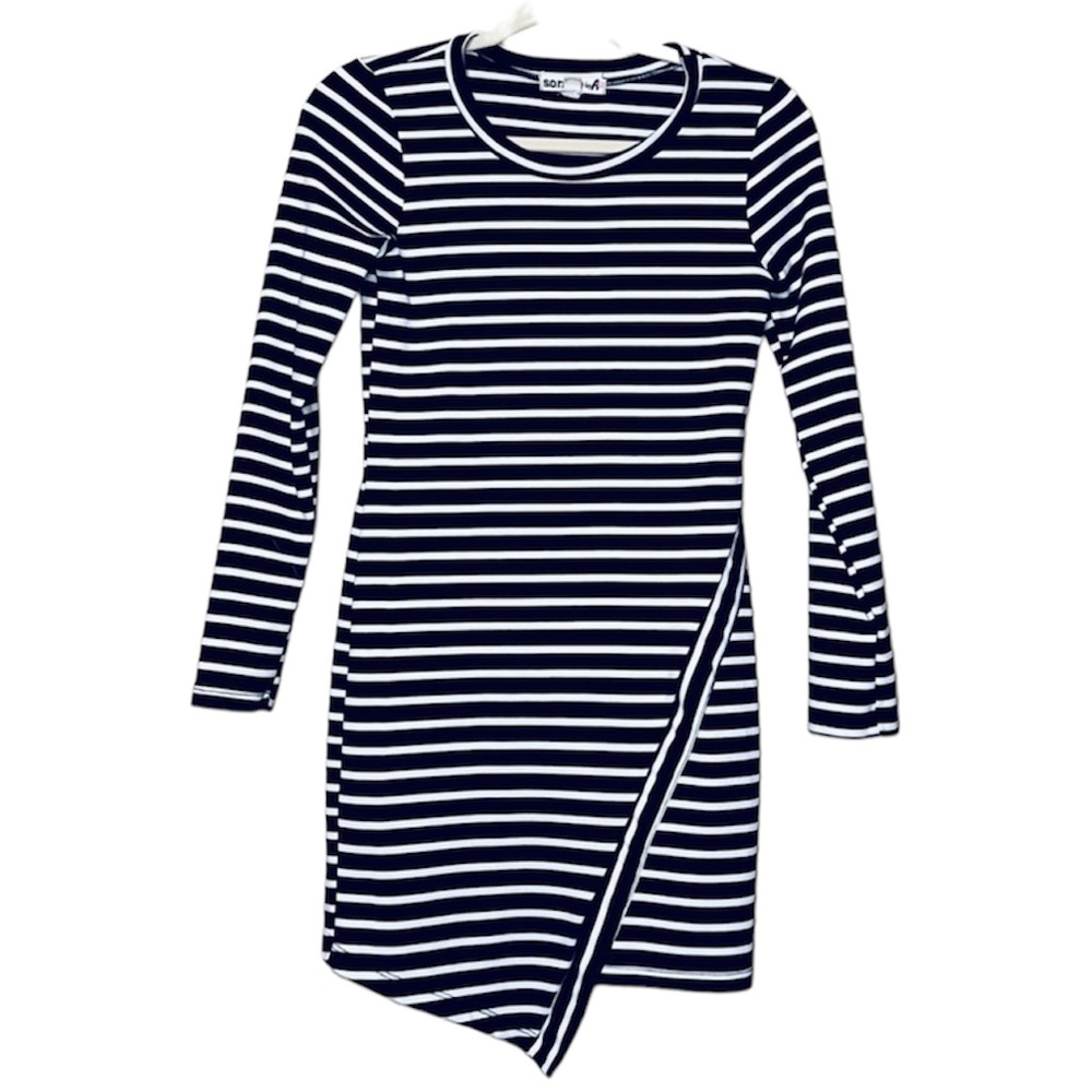s.o.r.a.d. By A Black and White stripe body hugging mini dress Size Medium